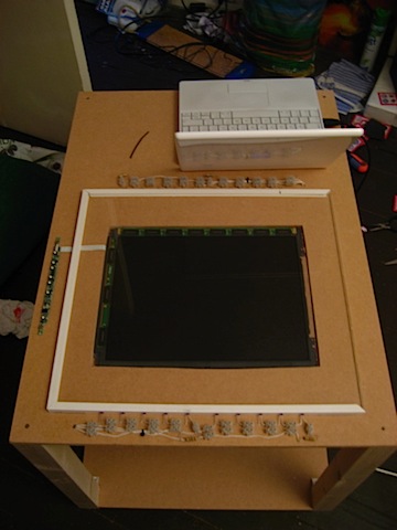 LEDs and perspex attached to the table
